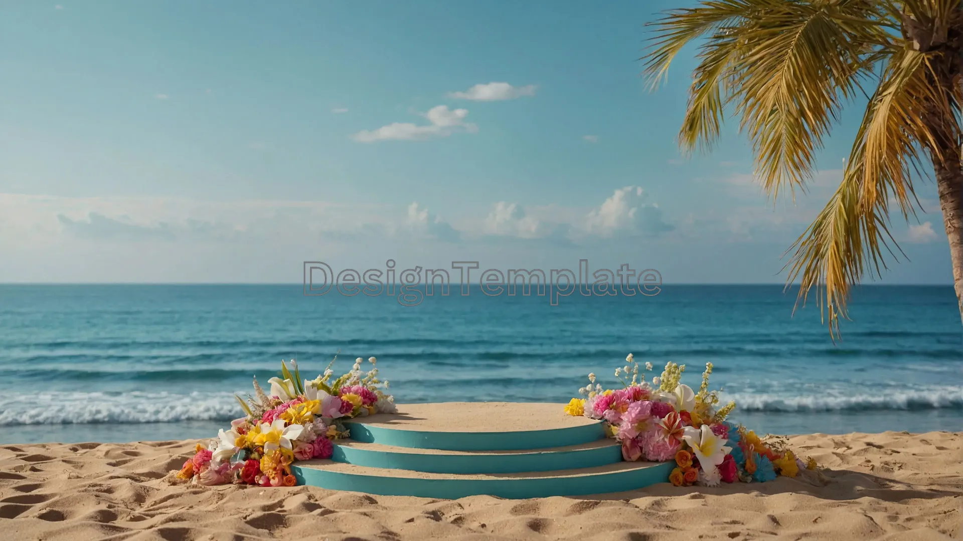 Detailed Texture of a 3D Circle Podium in Fresh Colors for a Summer Sale Image image